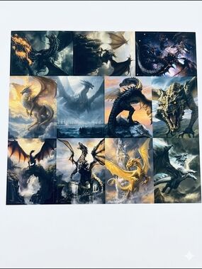Stickers Dragon Dark Fantasy 3 Sheet Pack of 10 On Each Sheet Mythical NWOT